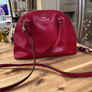 Red Coach Peyton Leather Mini Bag